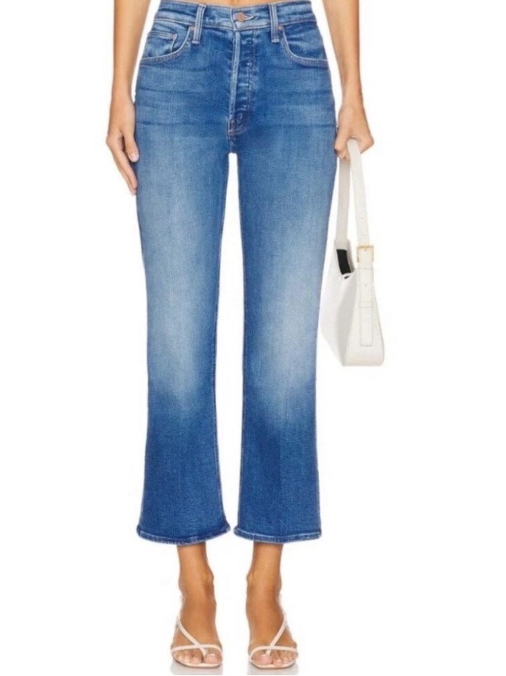 Mother The Tripper Ankle Jeans 25 High Rise Crop Flare Work Hard Play Hard Wash